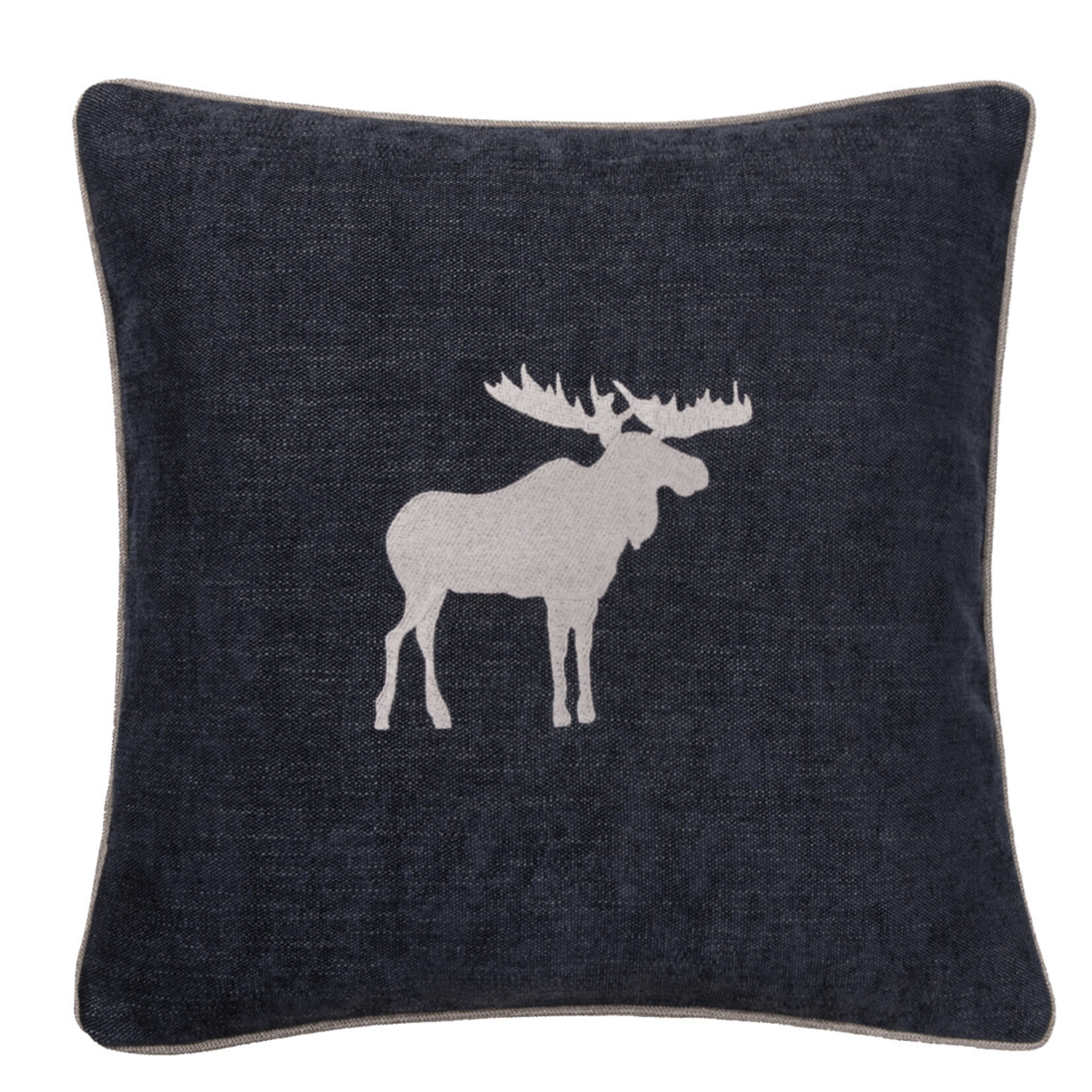 Romeo Kissen Schwarz mit Elch Taupe 55x55cm