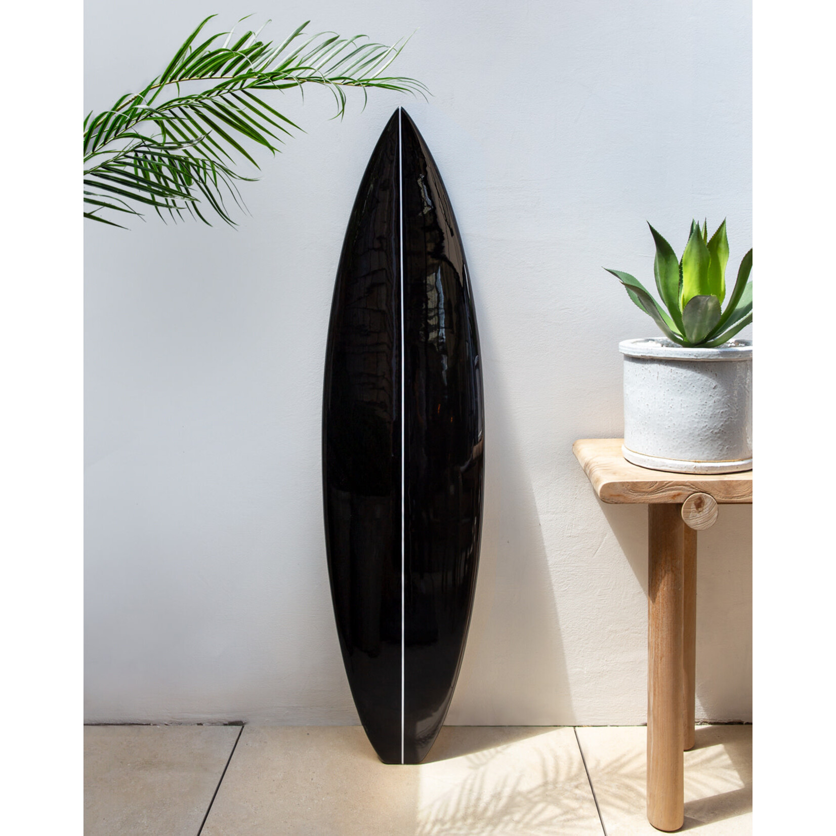 Surfboard, schwarz mit weissen Streifen, 185x50x6cm