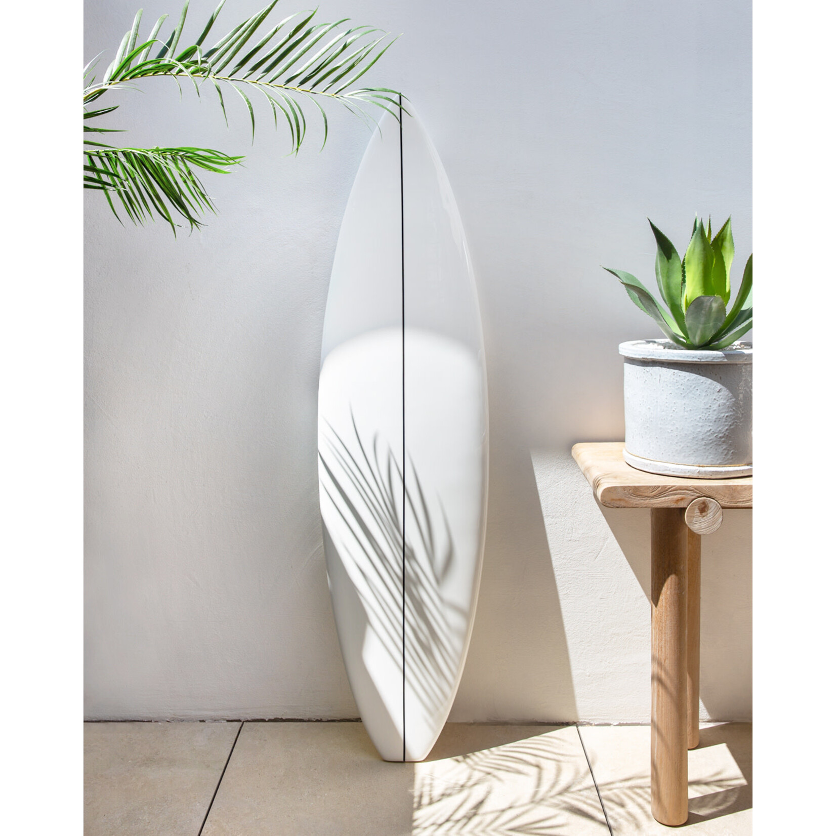 Surfboard, weiss mit schwarzen Streifen, 185x50x6cm