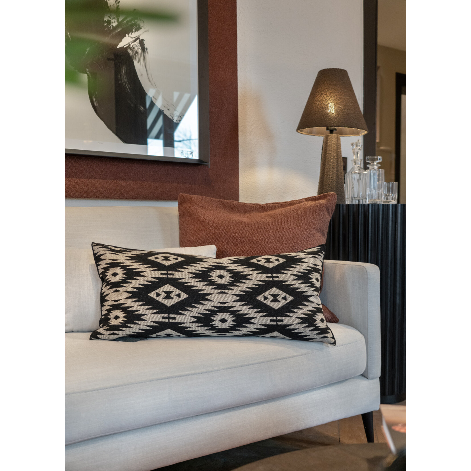 Merac Kissen 35x70cm, Farbe: Schwarz/Beige