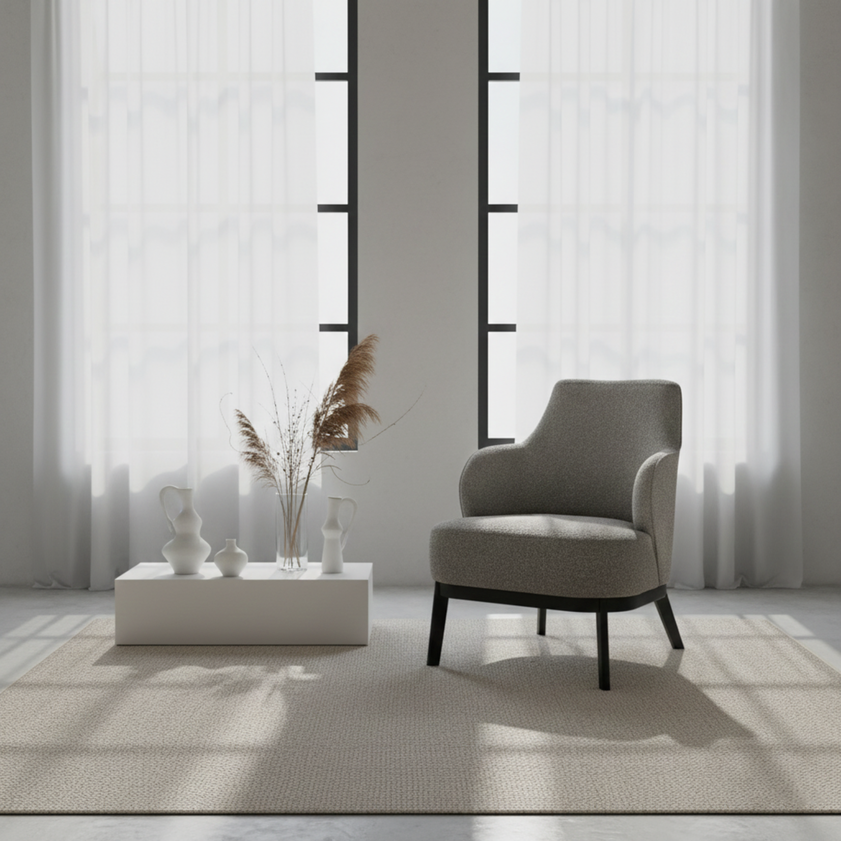 Lou Sessel, 68x68x87cm, Stoff: Nodino 07, Beine: schwarz