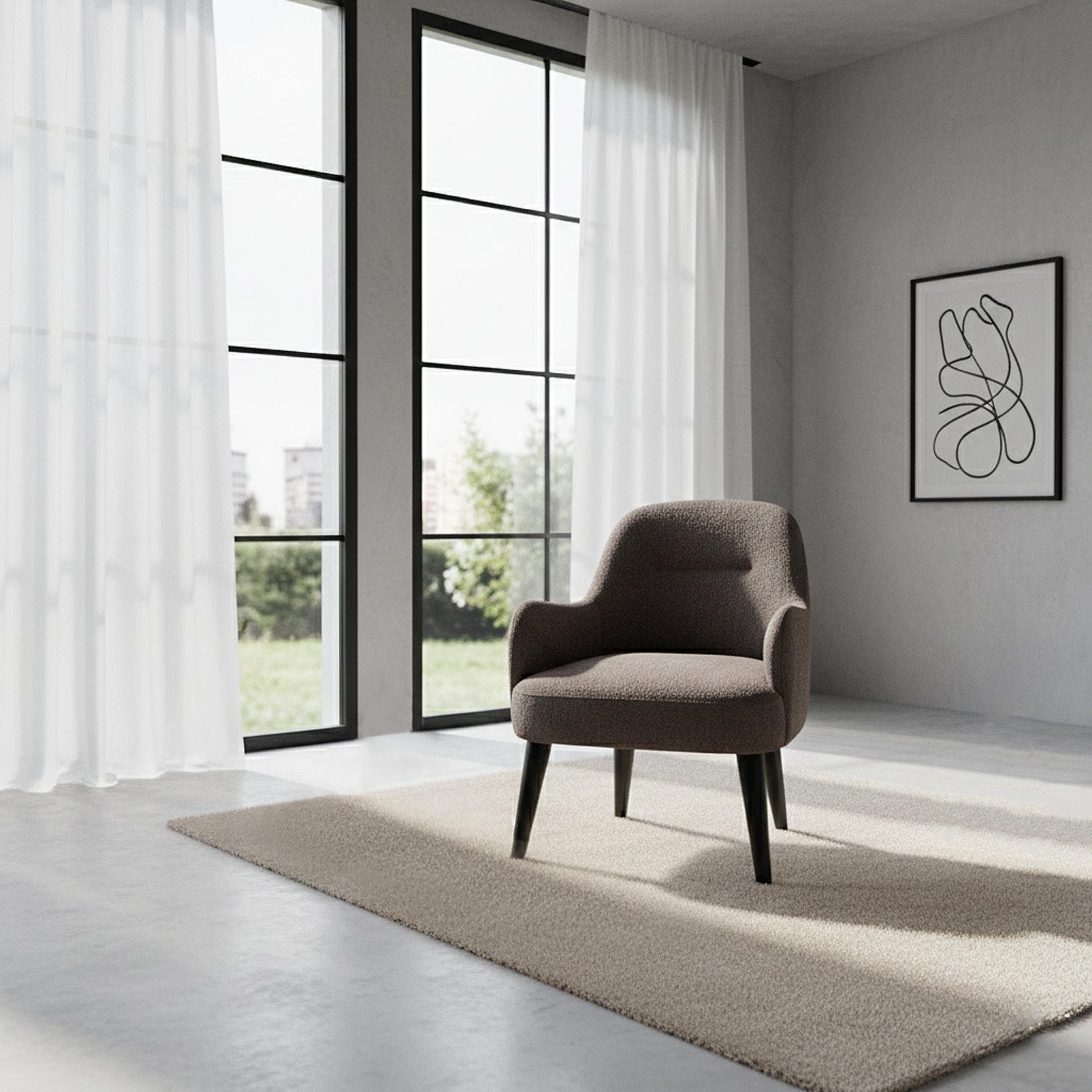 Gelson Sessel, 68x79x83cm, Stoff: Sasso 05, Beine: schwarz