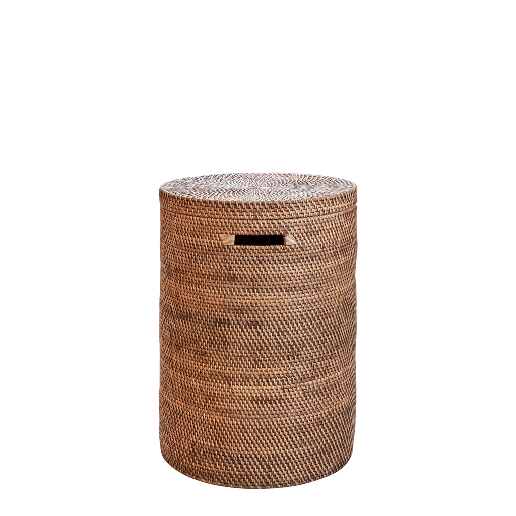 Wäschekorb rund braun klein, D29cm, H40cm