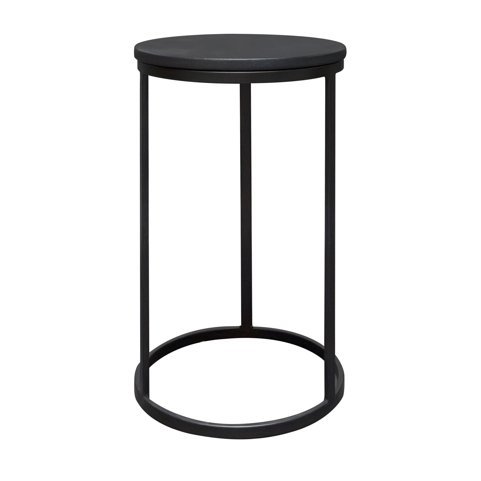 Baccara Beistelltisch D33.5x61cm, Gestell: schwarz, Leder: schwarz