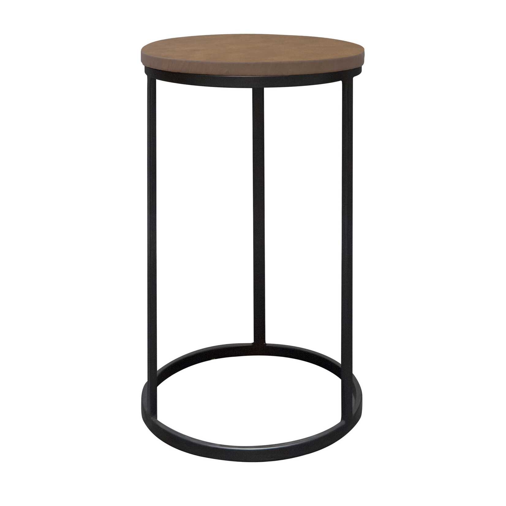 Baccara Beistelltisch D33.5x61cm, Gestell: schwarz, Leder: hellbraun