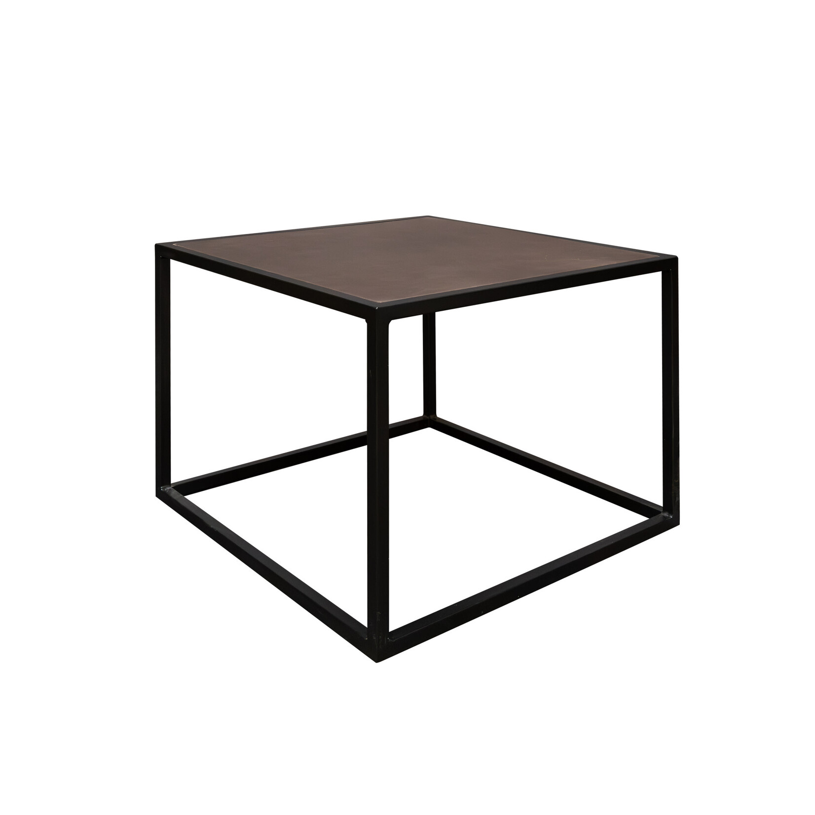 Sabor Beistelltisch 60x60x45cm, Gestell: schwarz, Leder: dunkelbraun