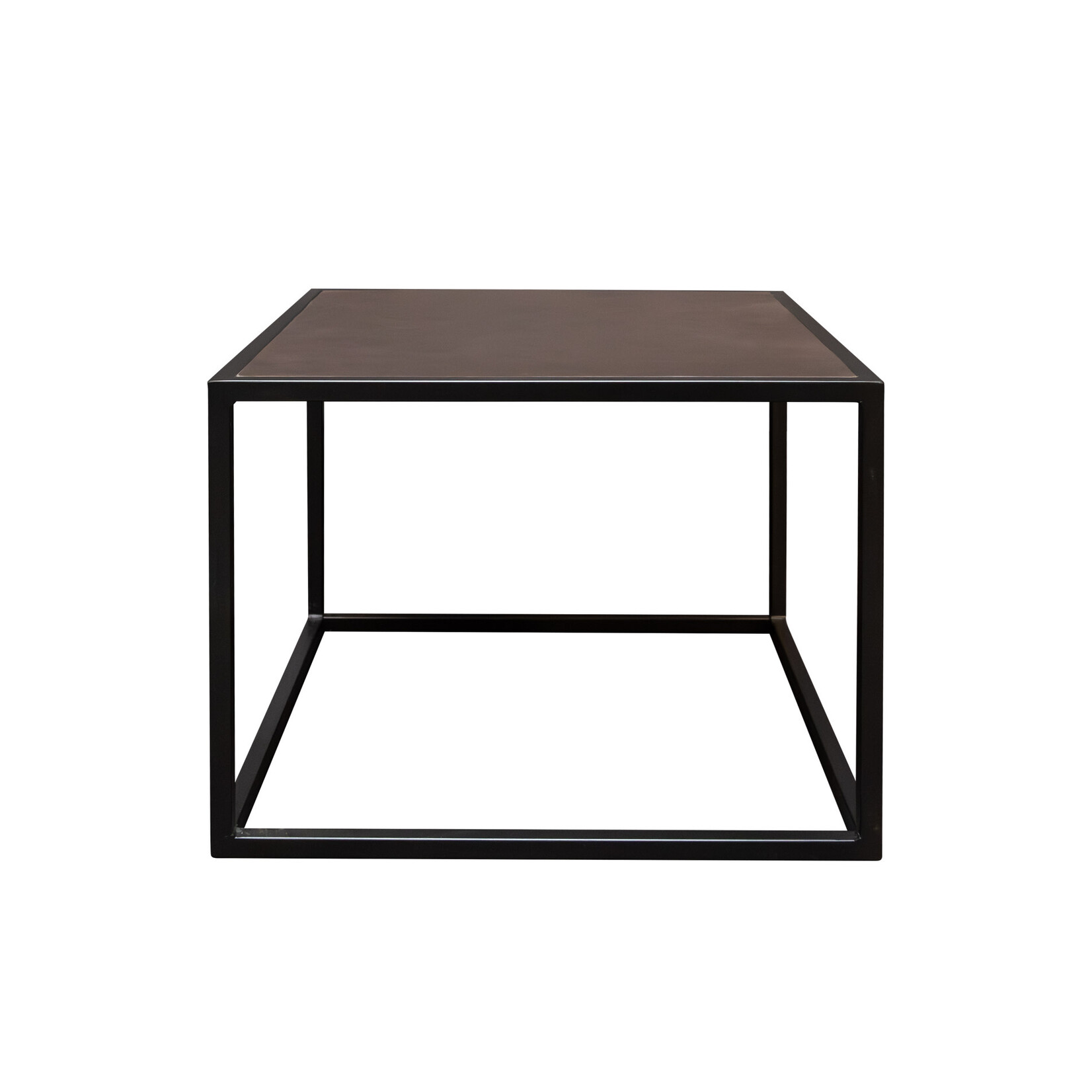 Sabor Beistelltisch 60x60x45cm, Gestell: schwarz, Leder: dunkelbraun