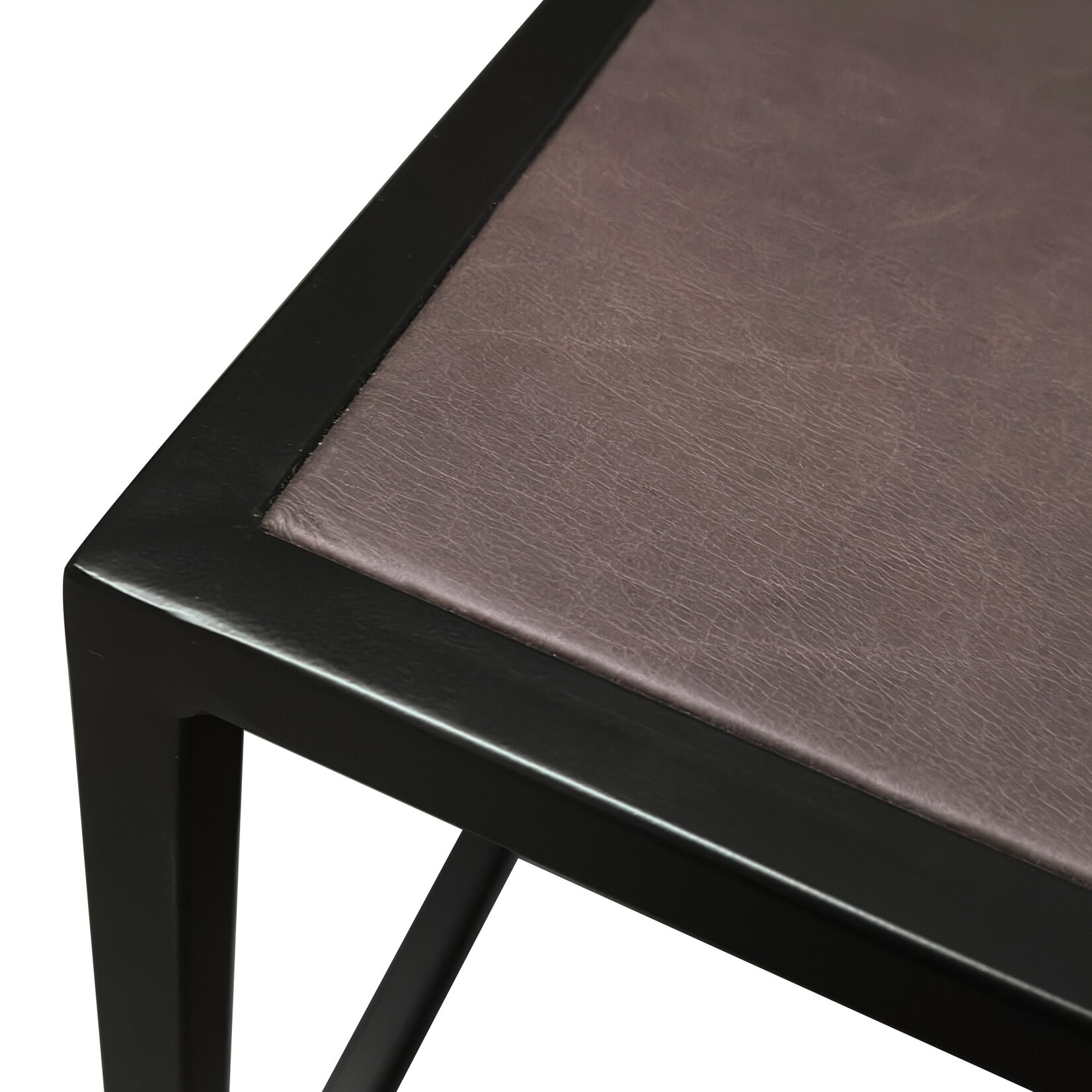 Sabor Beistelltisch 60x60x45cm, Gestell: schwarz, Leder: dunkelbraun