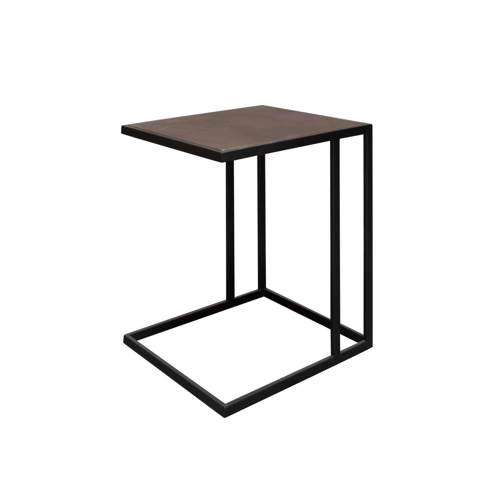 Abena Beistelltisch 40x35x50cm, Gestell: schwarz, Leder: dunkelbraun