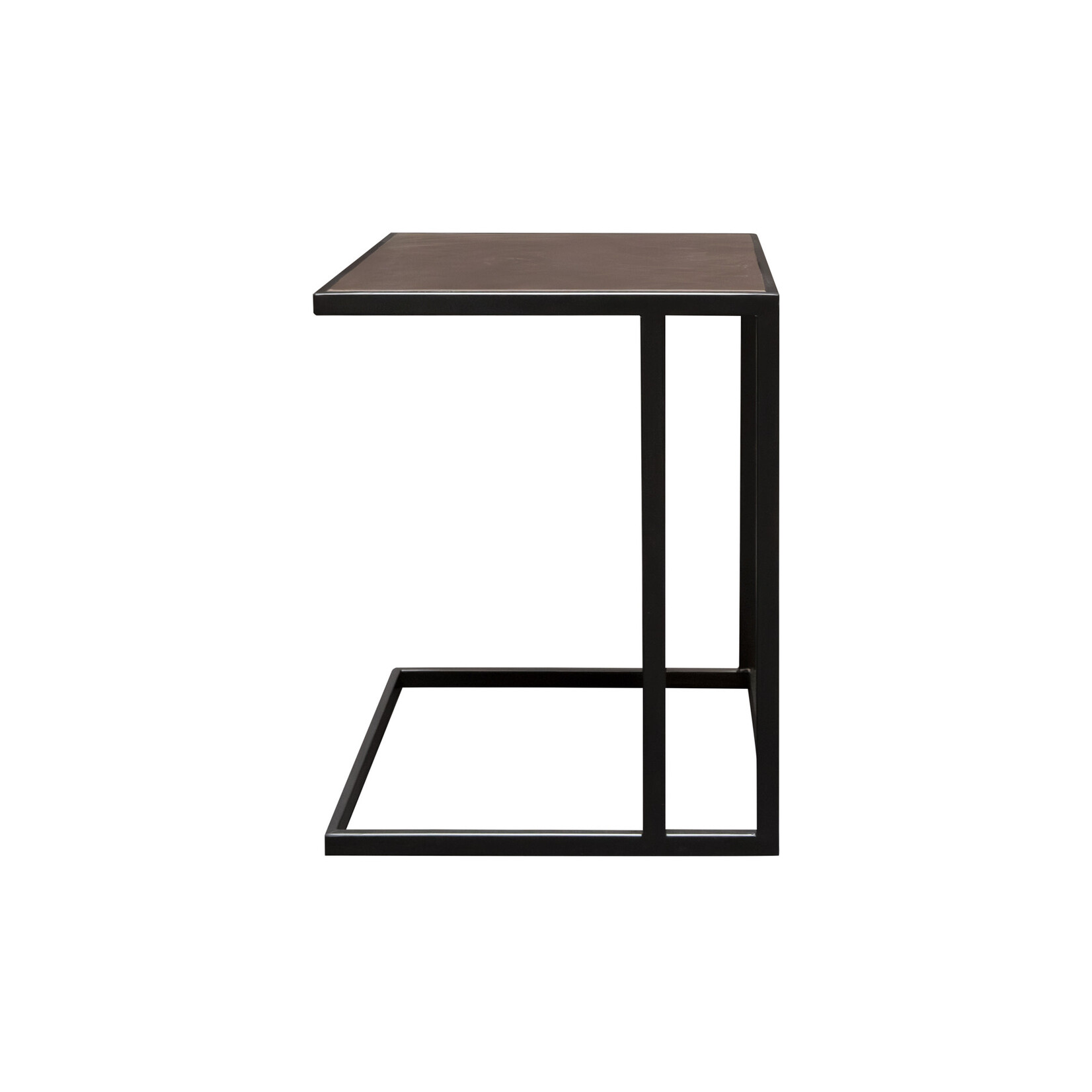 Abena Beistelltisch 40x35x50cm, Gestell: schwarz, Leder: dunkelbraun