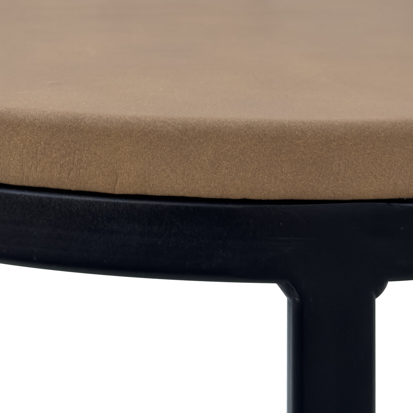 Baccara Beistelltisch D33.5x61cm, Gestell: schwarz, Leder: hellbraun