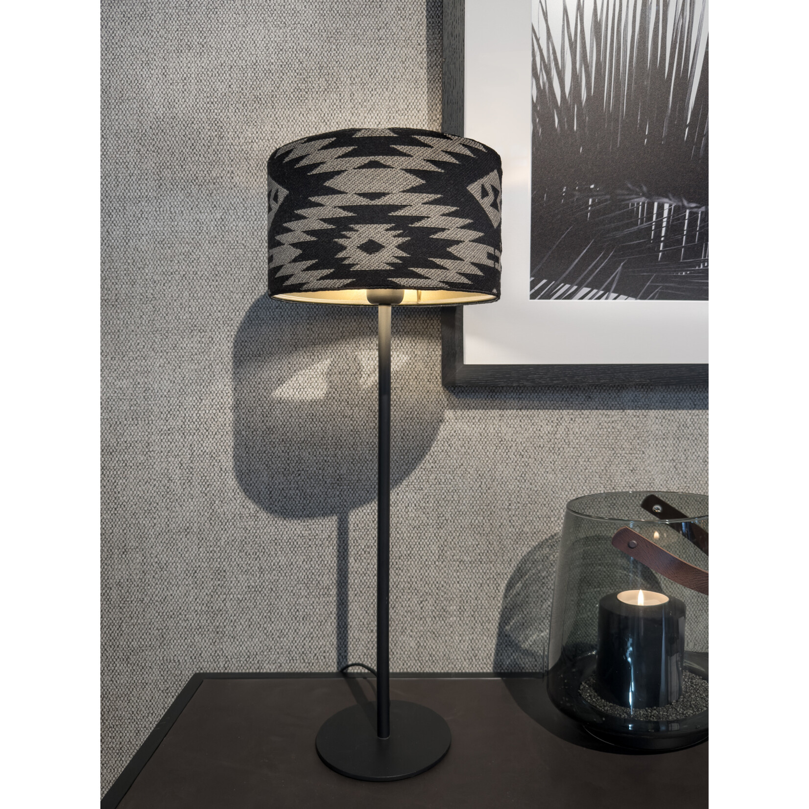 Merac Lampenschirm D25x14cm, Farbe: Schwarz/Beige