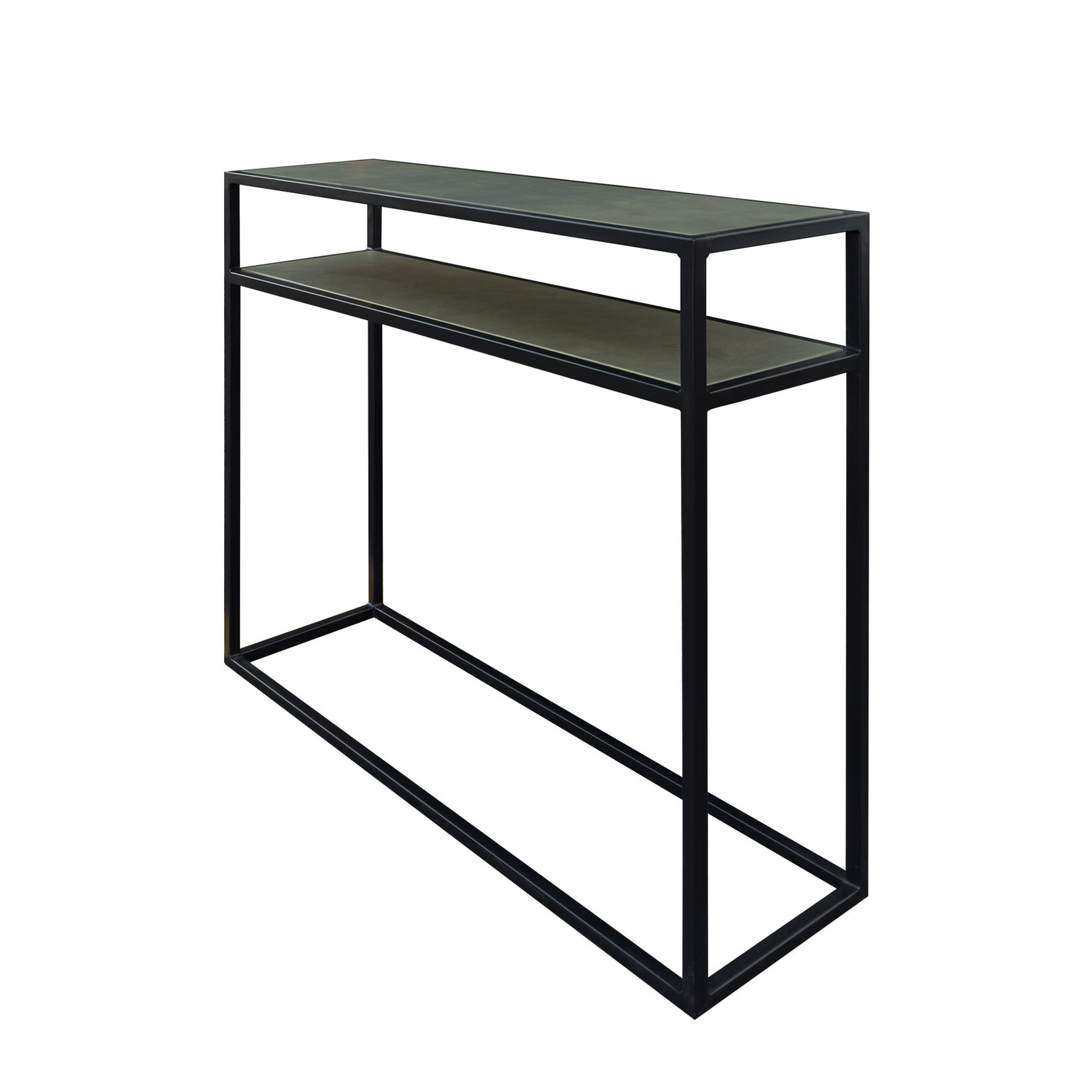 Caeso Sideboard 100x30x85cm, Gestell: schwarz, Leder: grün