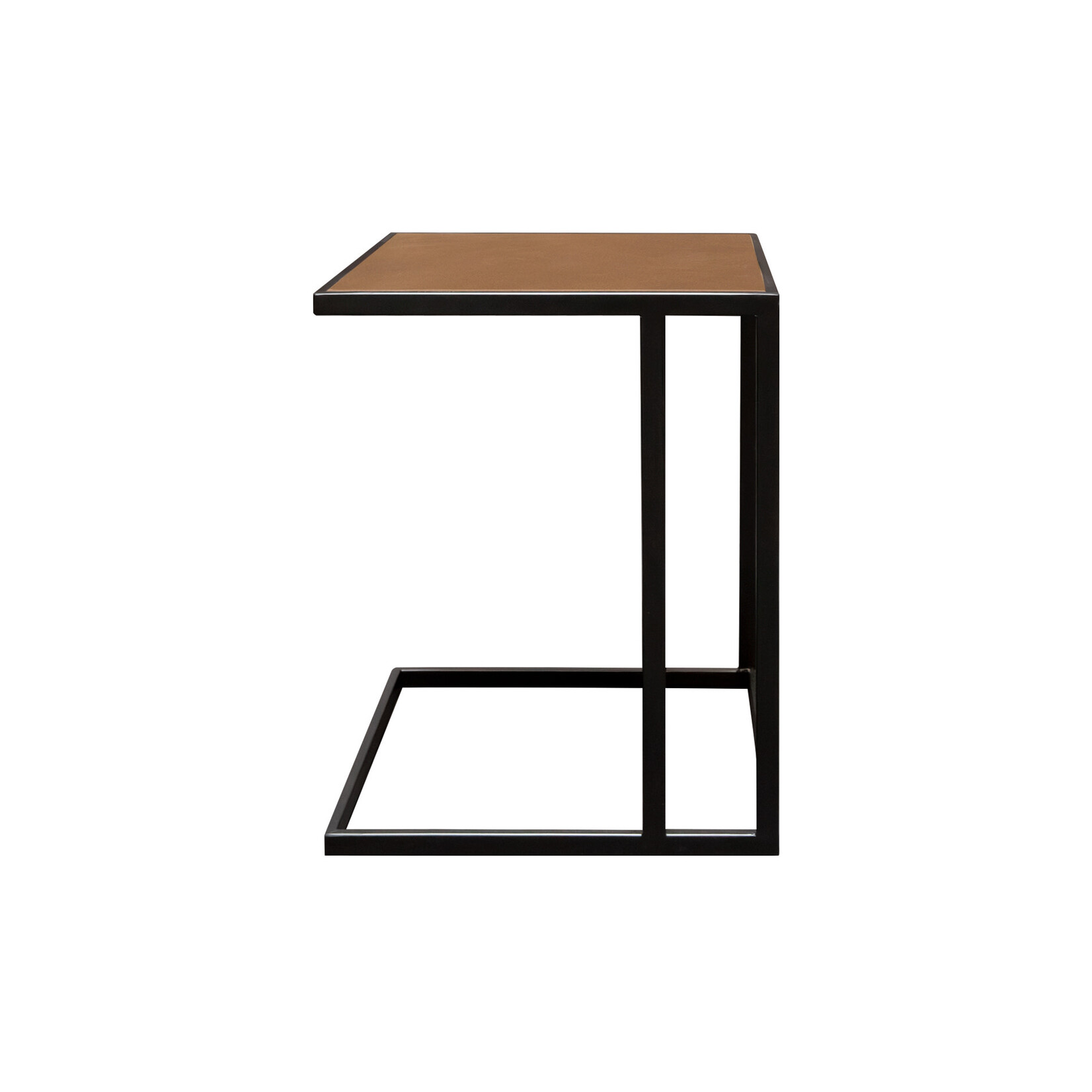 Abena Beistelltisch 40x35x50cm, Gestell: schwarz, Leder: hellbraun