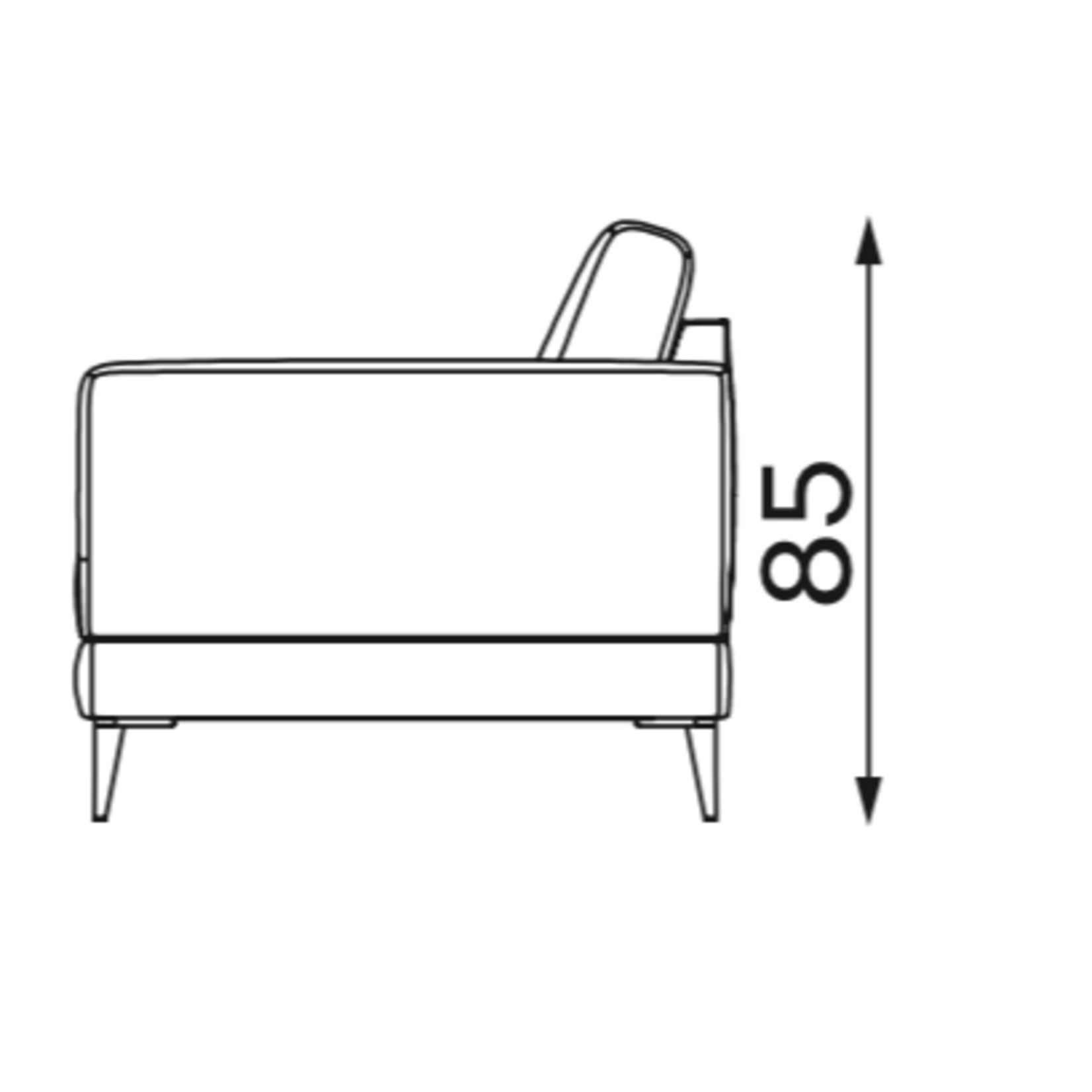 Adam Sofa 3-Sitzer 223x94xH85cm, Füsse: schwarz, Stoff: Viento 02 Kat. D