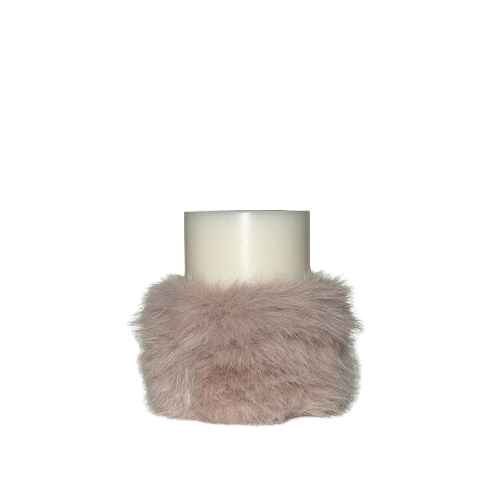 Kunstfell für Kerze rosa, D17xH11cm