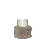 2357 Kunstfell für Kerze, greige D17xH11cm