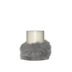 Kunstfell für Kerze, grau D17xH11cm