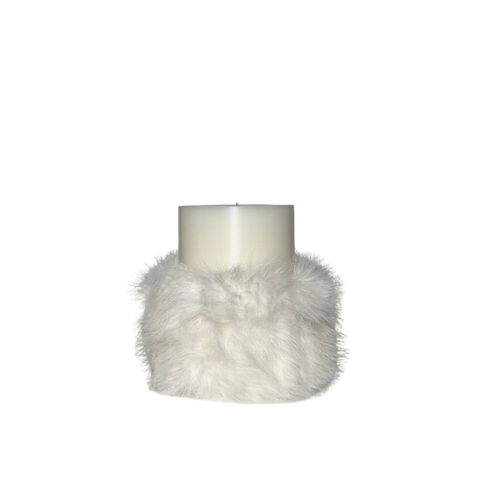 2357 Kunstfell für Kerze, weiss D17xH11cm