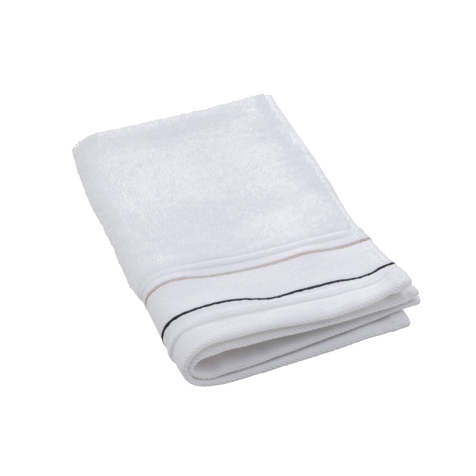 Beaumont Handtuch weiss mit Ziernaht schwarz/beige, 30x50cm