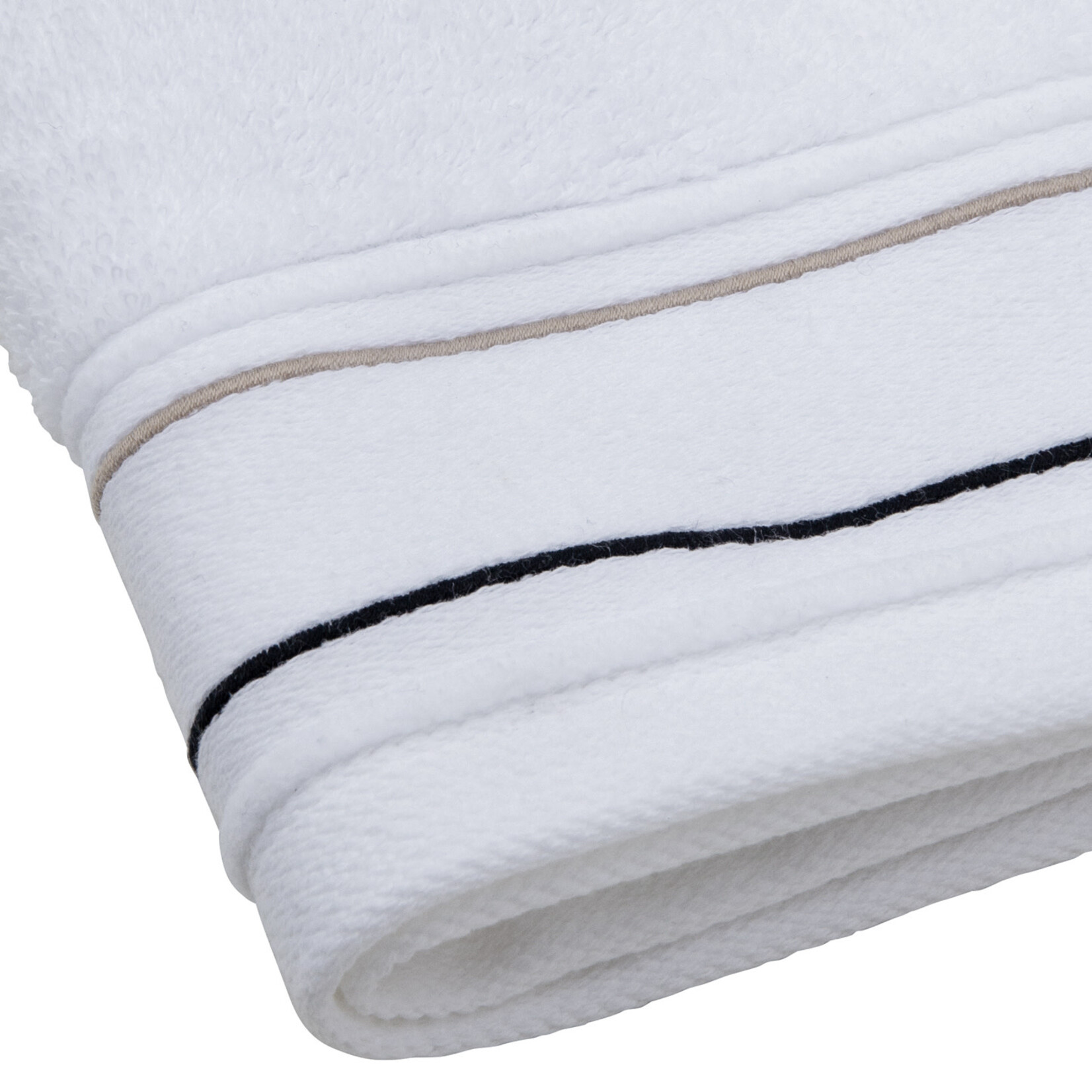 Beaumont Duschtuch weiss mit Ziernaht schwarz/beige, 50x100cm