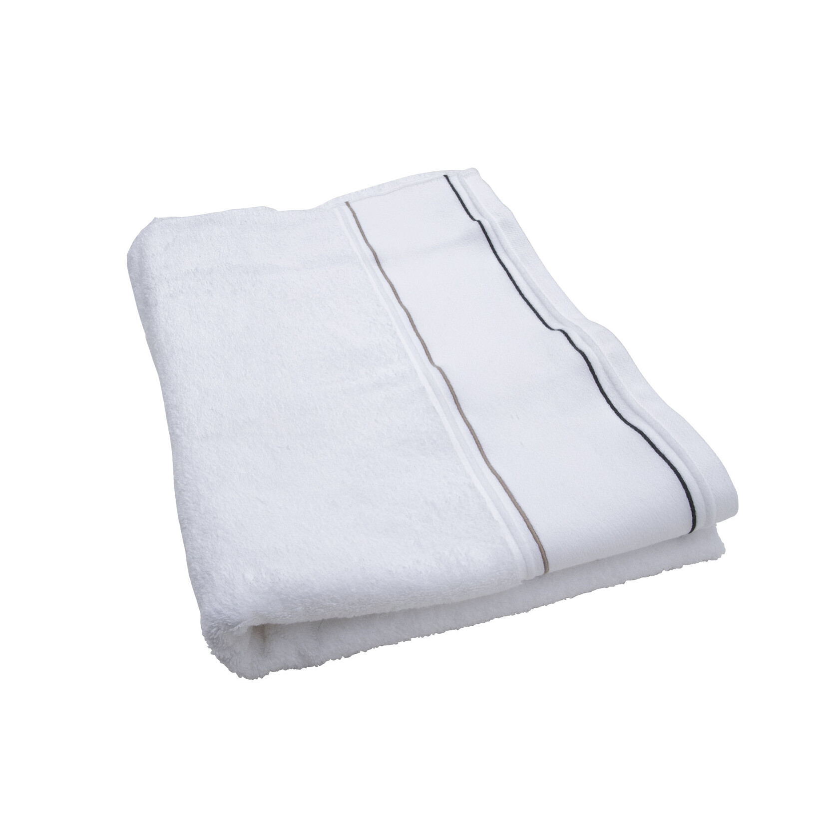 Beaumont Duschtuch weiss mit Ziernaht schwarz/beige, 50x100cm