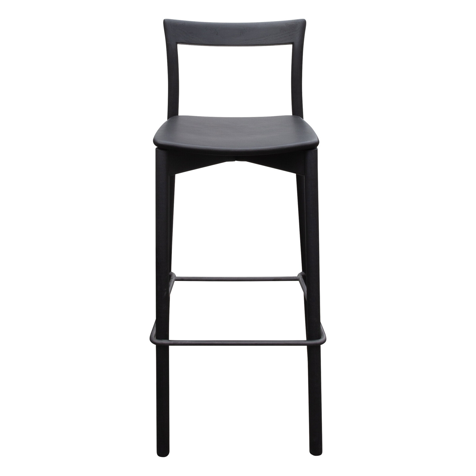 Norman Barstuhl L1 - 50x47xH107cm/SH 78cm, Sitzfläche: Leder, schwarz, Rückenlehne: Holz, schwarz