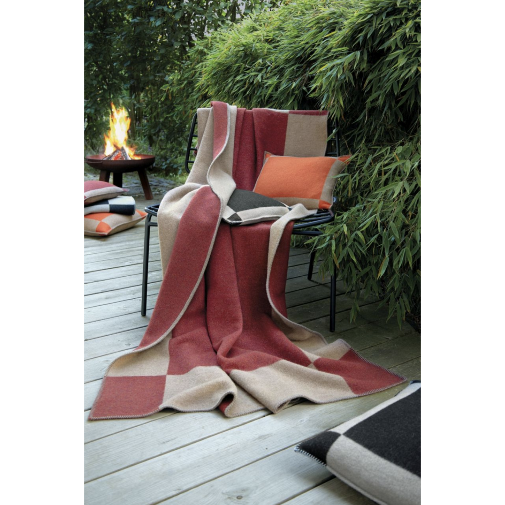 Montreal Decke, 135x205cm, 100% Schurwolle Rost/Natur