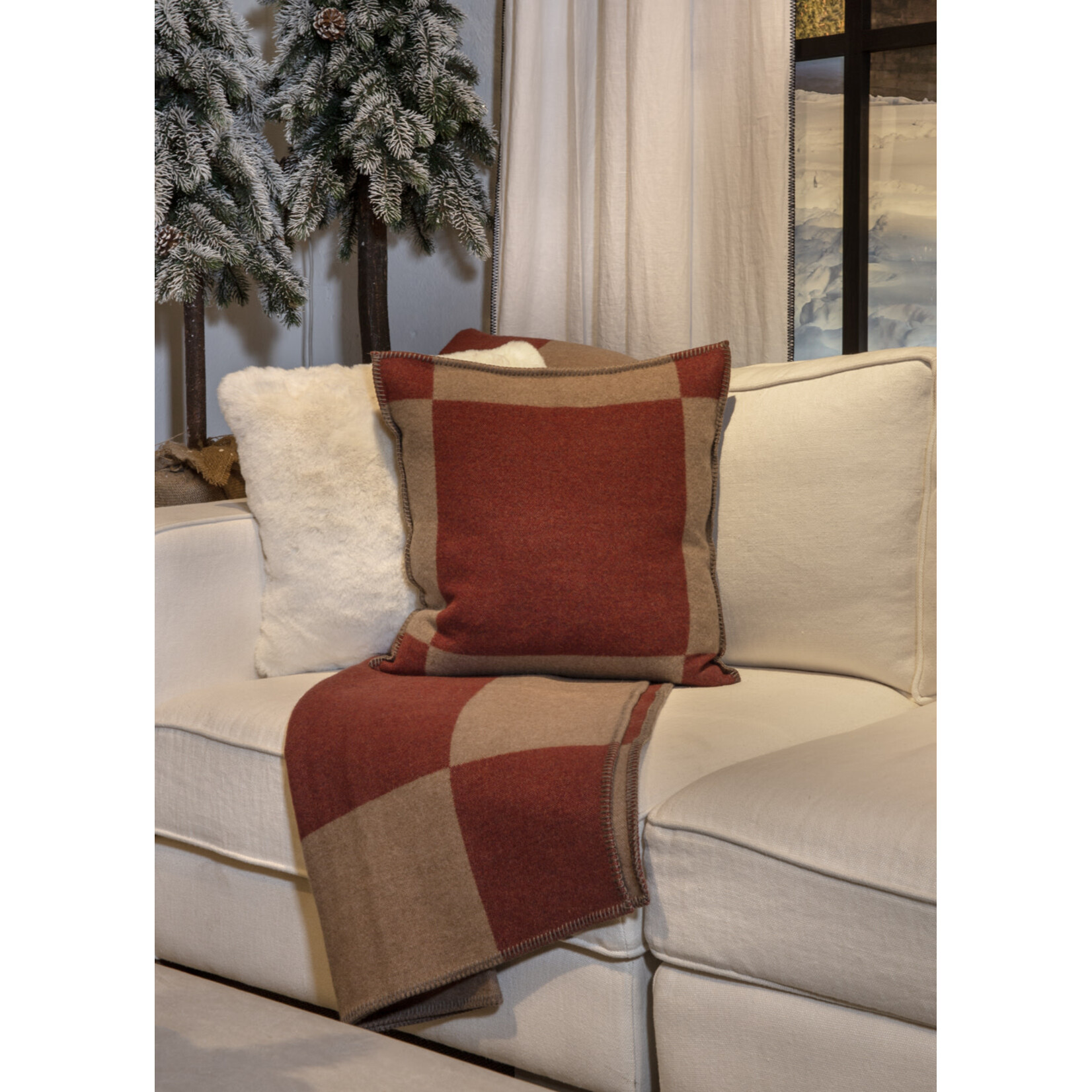 Montreal Decke, 135x205cm, 100% Schurwolle Rost/Natur