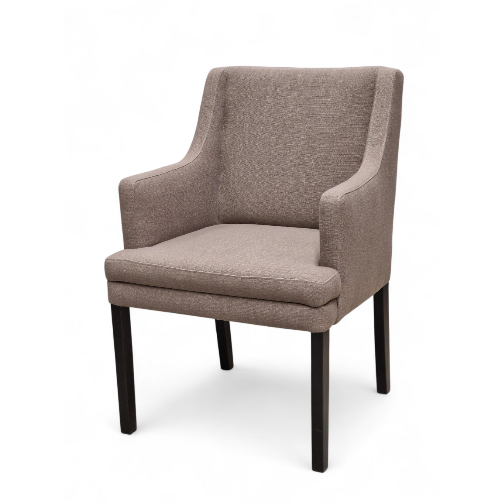 Downey Stuhl mit Armlehne ohne Abnäher, Stoff: taupe, Stuhlbeine: schwarz