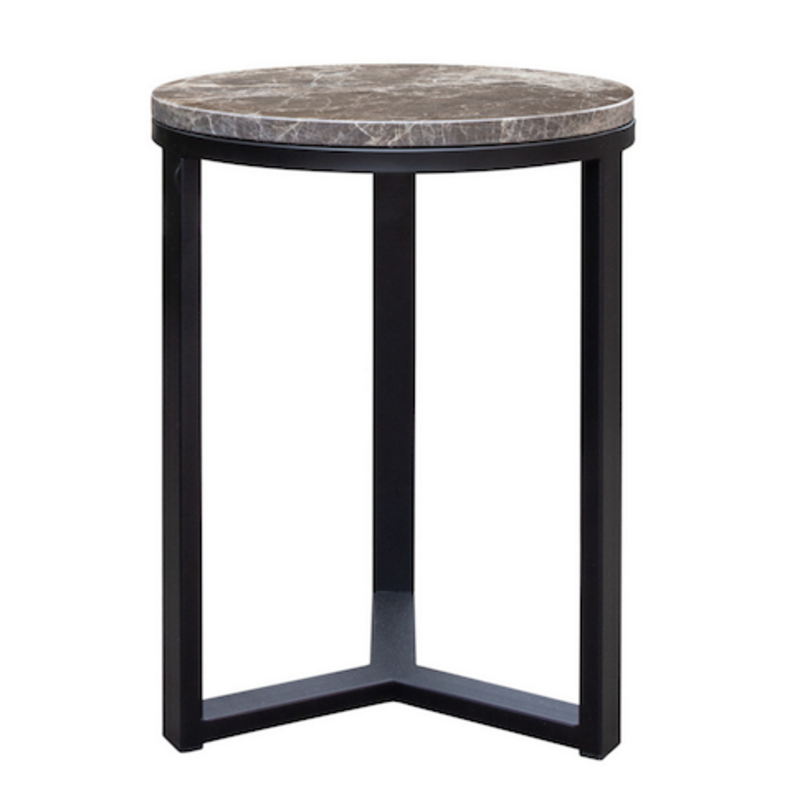 Viola Beistelltisch D40xH36cm Metall schwarz & Emperador braun