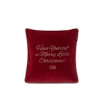 Merry Little Organic Cotton Velvet Pillow, Red/Beige, 50x50, 100% Cotton