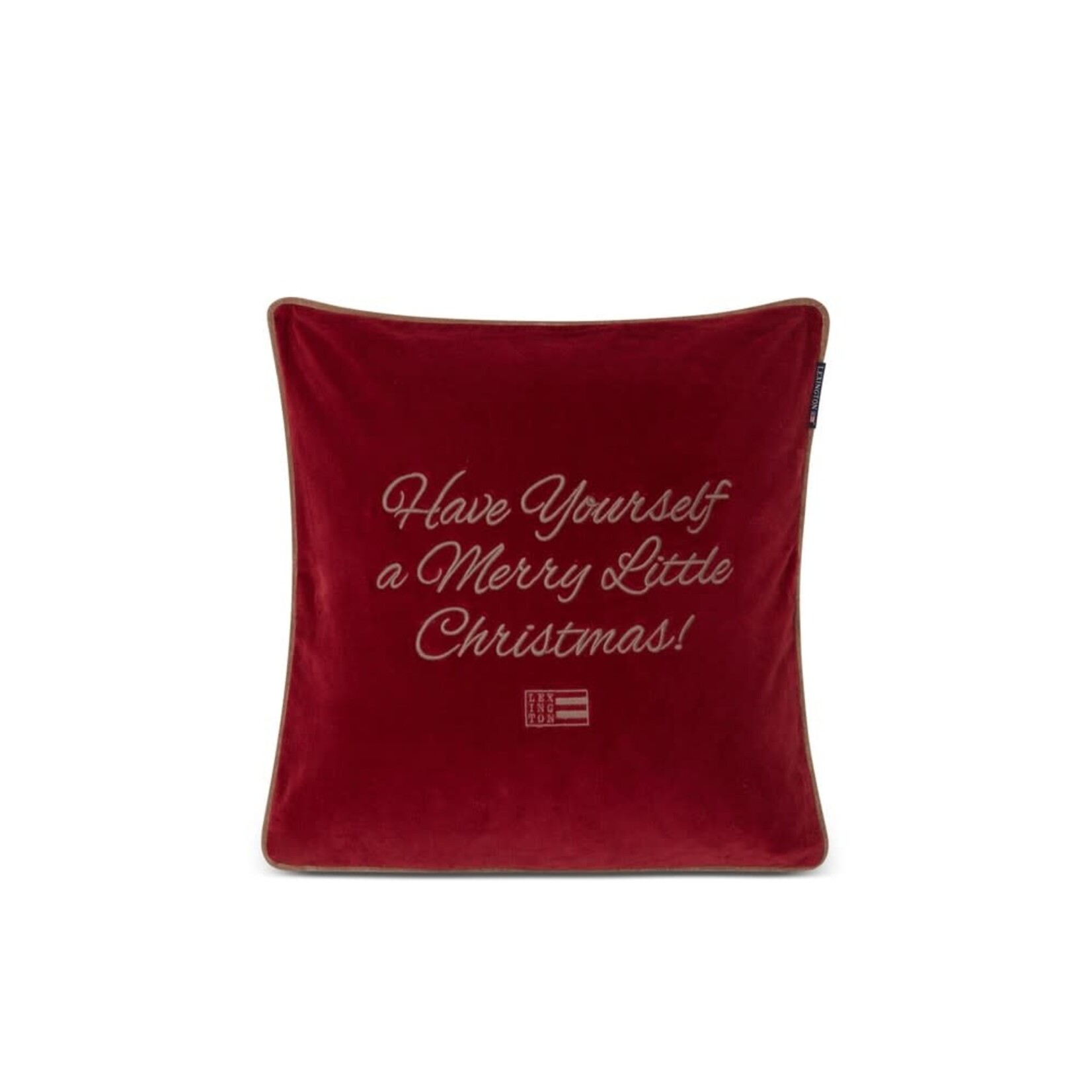 Merry Little Organic Cotton Velvet Pillow, Red/Beige, 50x50, 100% Cotton