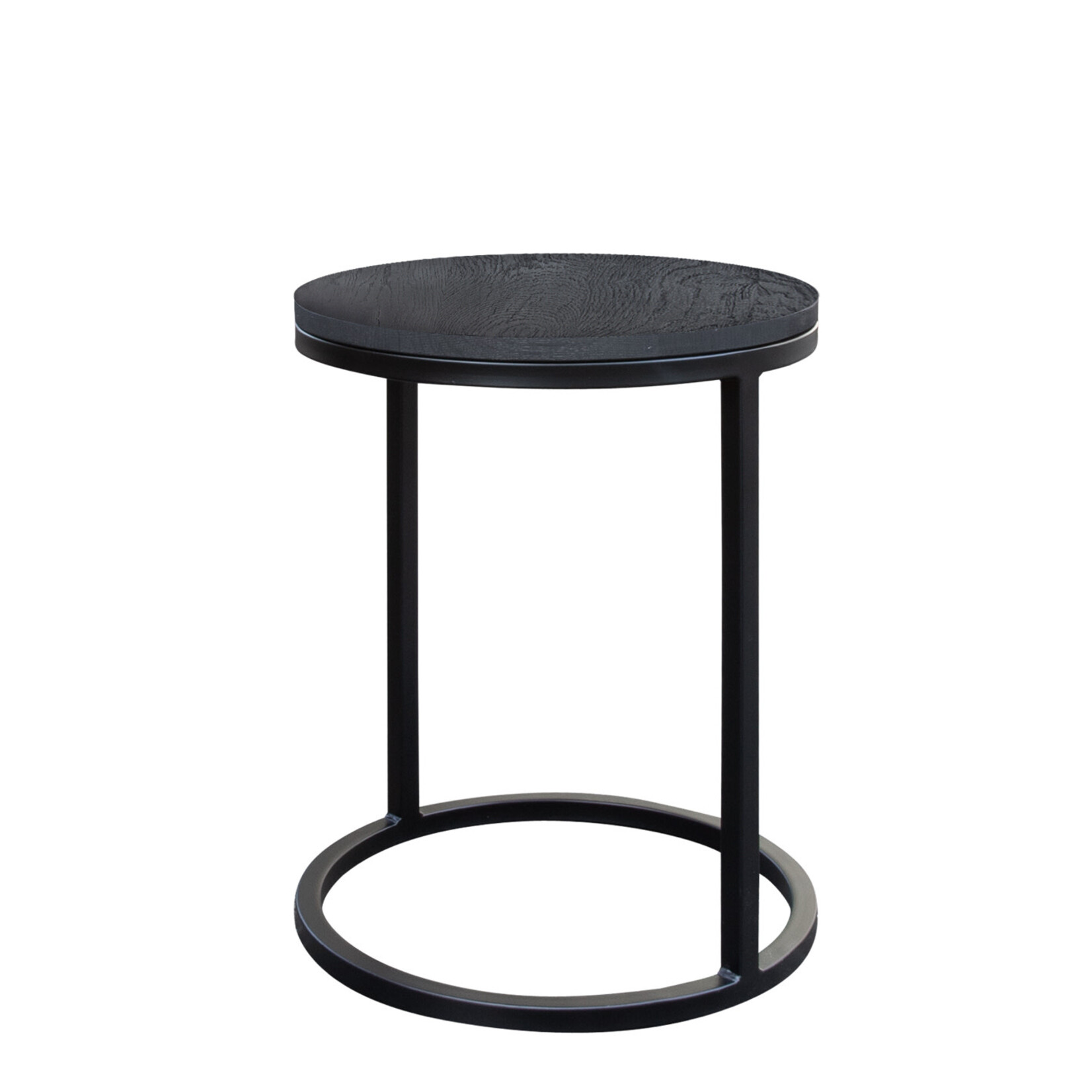 Beistelltisch D40xH52cm Metall schwarz & Eiche schwarz