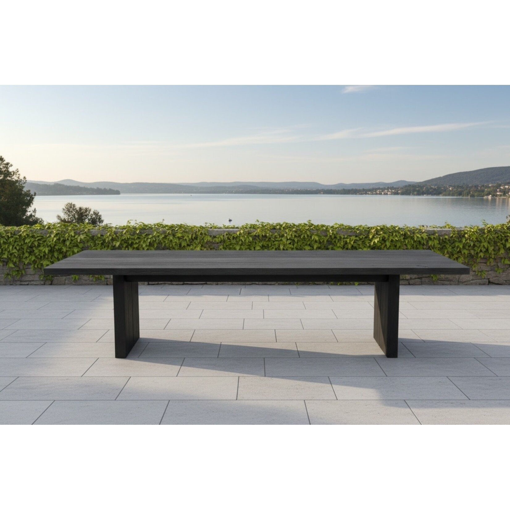 Tisch 360x100x76cm, 5.2cm Stärke, Eiche schwarz