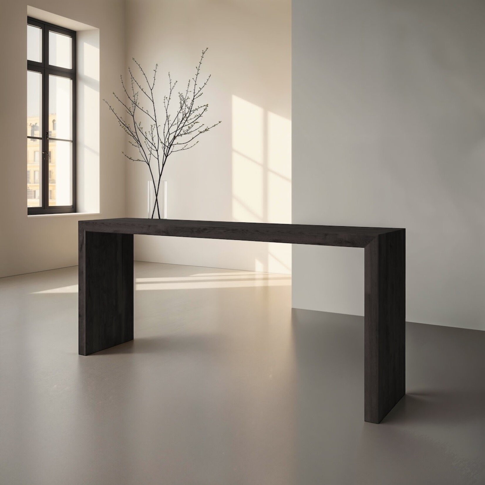 Milton Konsole 6, 150x40xH80cm, Eichenfurnier schwarz