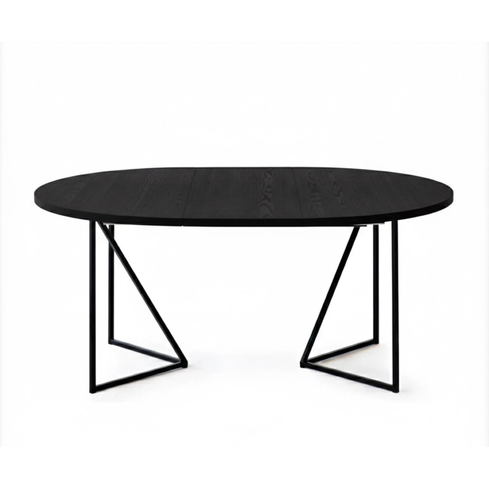 Zet Tisch, Esche schwarz matt, D130xH75x3cm, ausziehbar mit 2 Platten à 45 cm