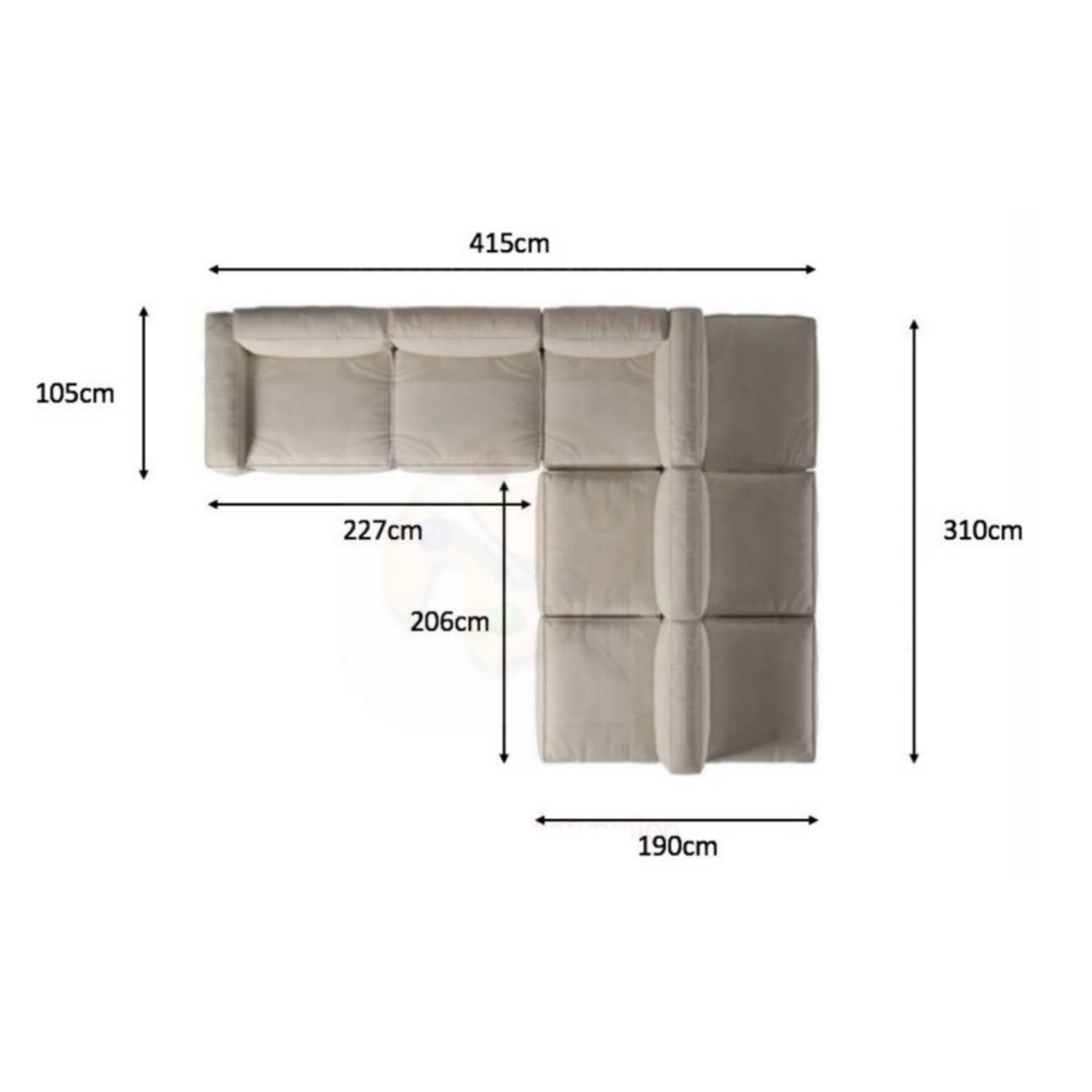 Orlando Sofa Landschaft 415x310xH74cm, SH 42cm, Stoff: Sedef 55