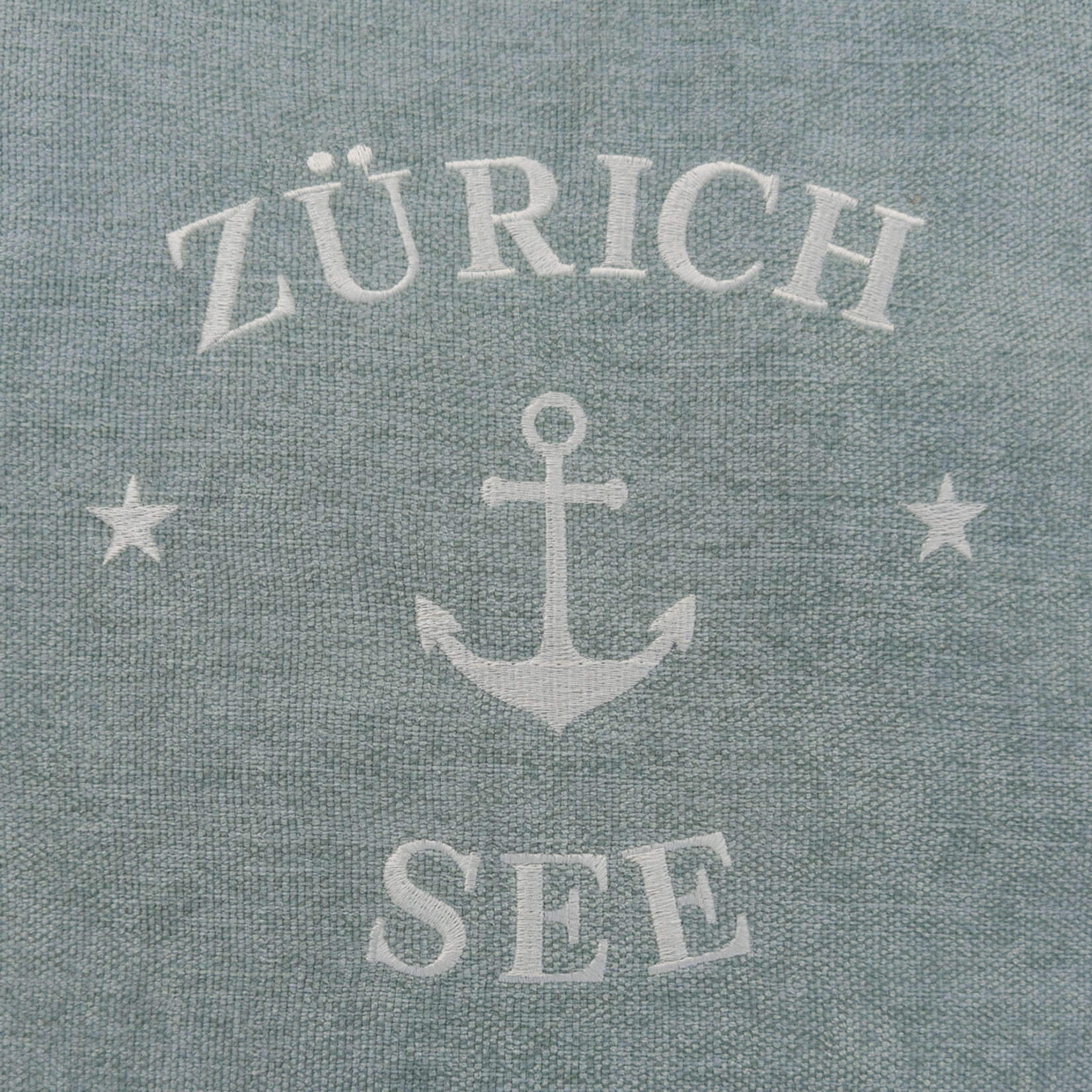 Summy Kissen Türkis, Zürich-See Anker mit Keder weiss, 55x55cm