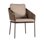 Forio Stuhl 60x79xH81cm, Gestell: Alu bronze, Gurten: Toffee, Kissen: Flax Beige