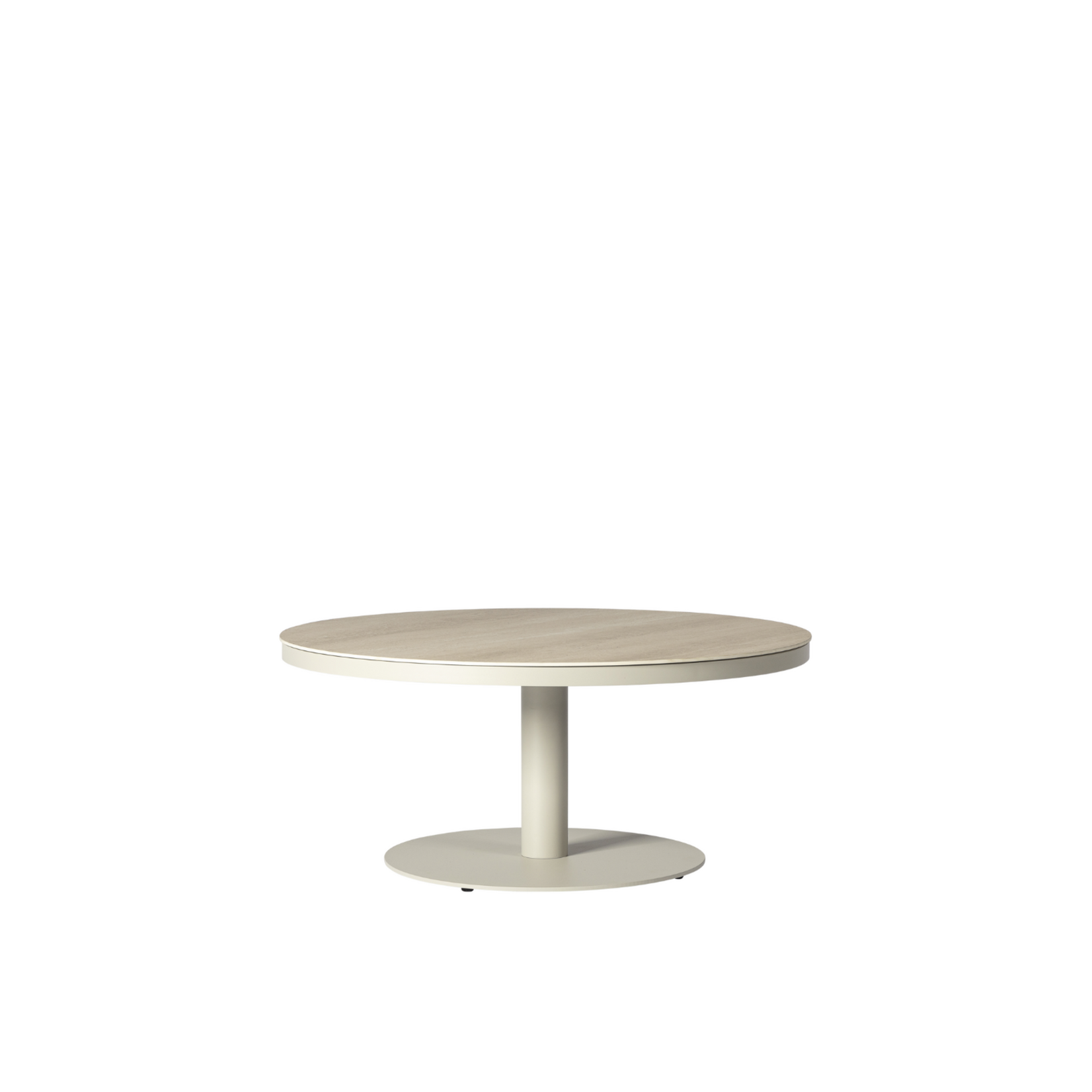 Salento Salontisch ø90xH40cm, Gestell Alu Bronze, Platte Keramik Travertin