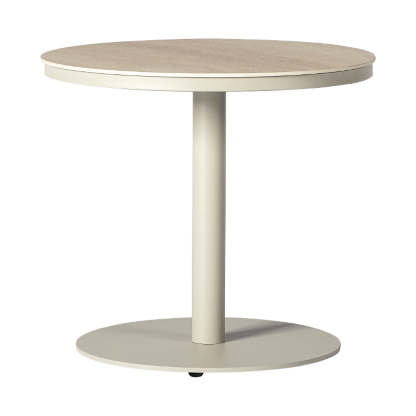 Salerno Esstisch ø120xH75cm, Gestell: Alu Linen, Platte: Keramik Travertin