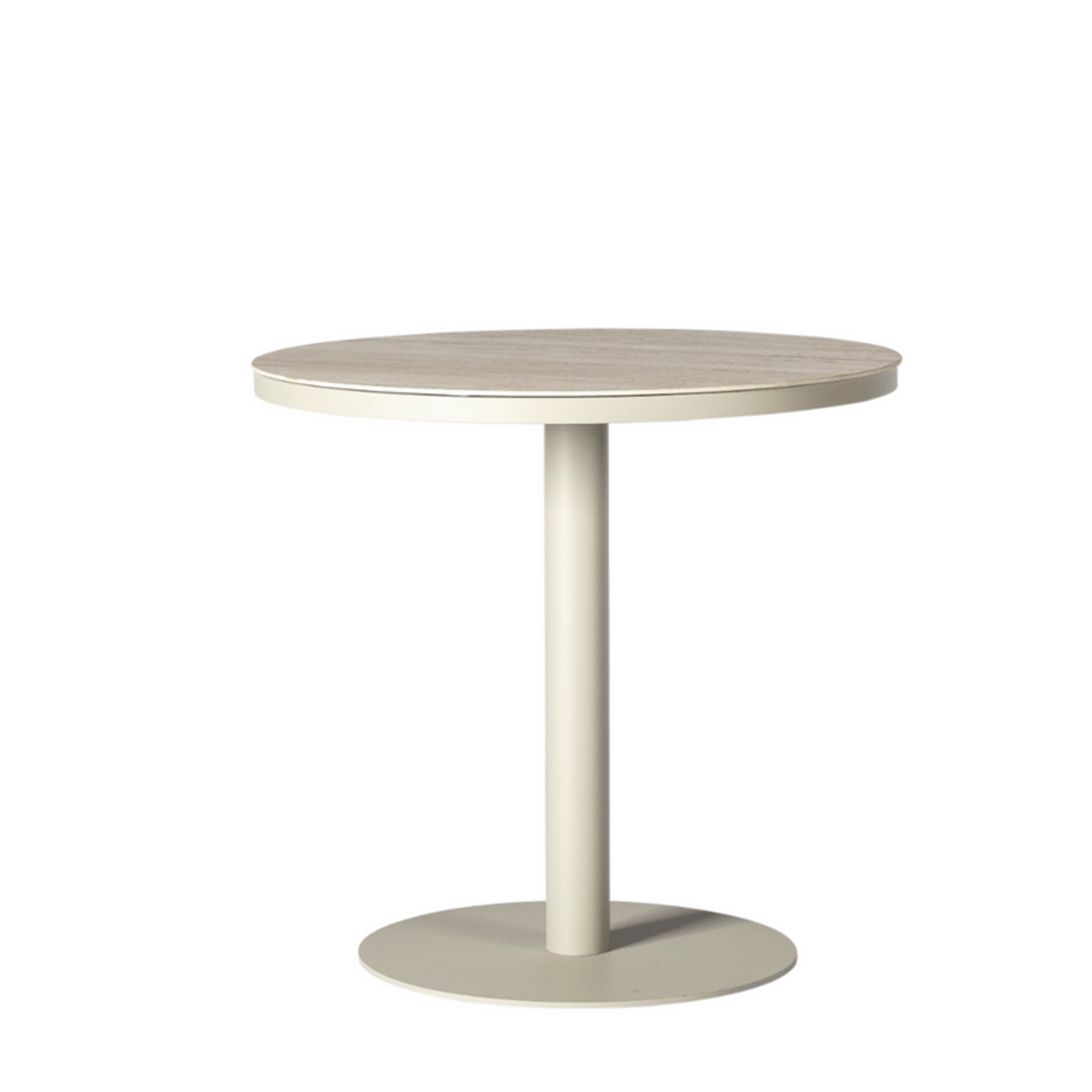 Salerno Esstisch ø80xH75cm, Gestell: Alu Linen, Platte: Keramik Travertin