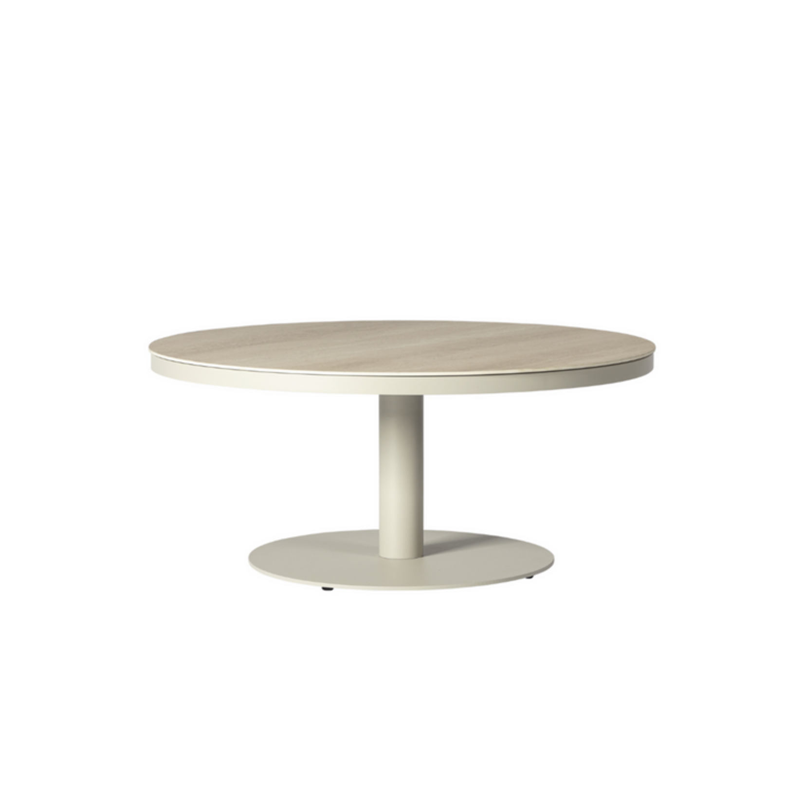 Salerno Salontisch ø90xH40cm, Gestell: Alu Linen, Platte: Keramik Travertin