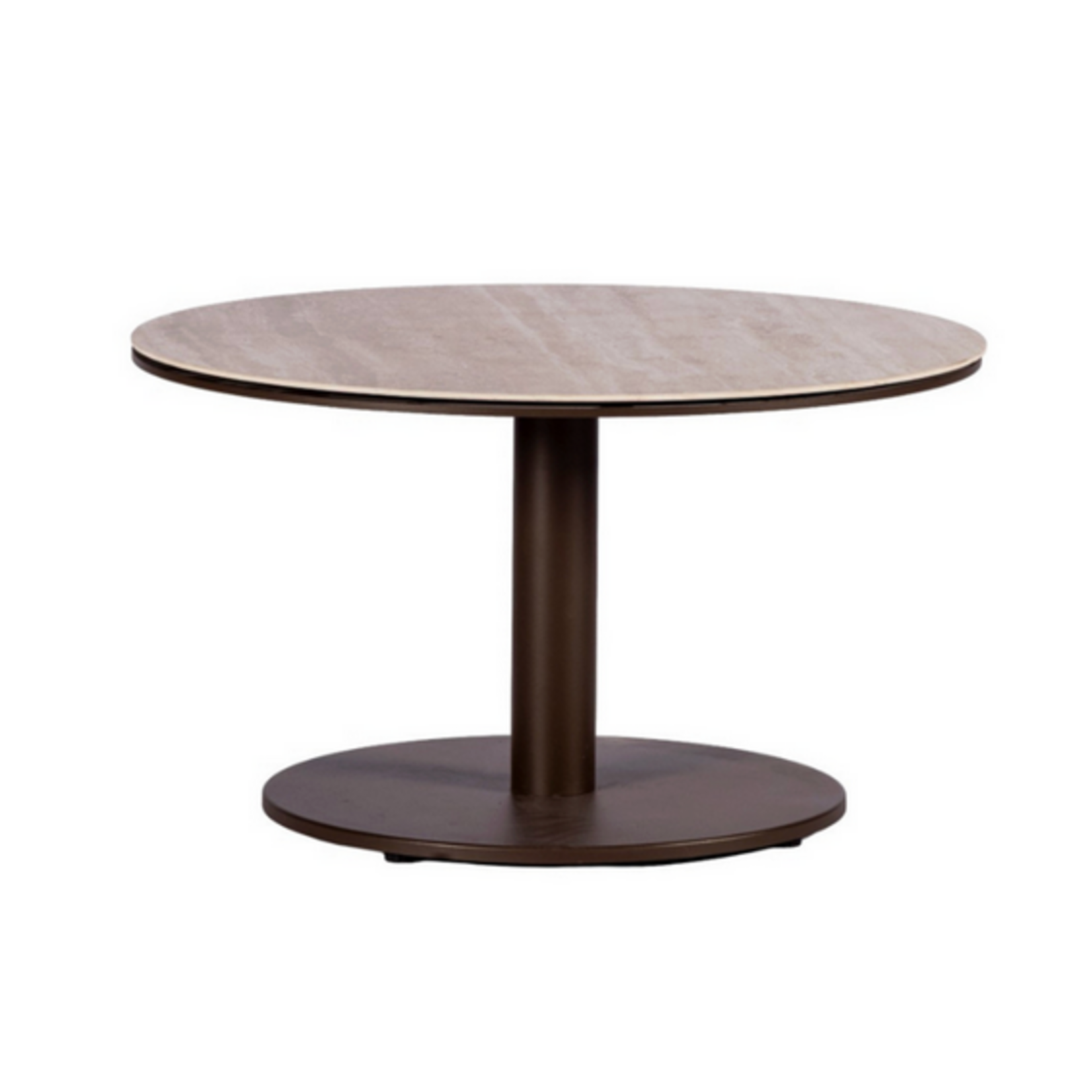 Salerno Salontisch ø90xH40cm, Gestell: Alu Bronze, Platte: Keramik Travertin