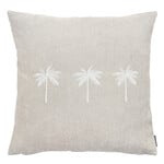 Summy Kissen taupe, drei Palmen weiss, 55x55cm
