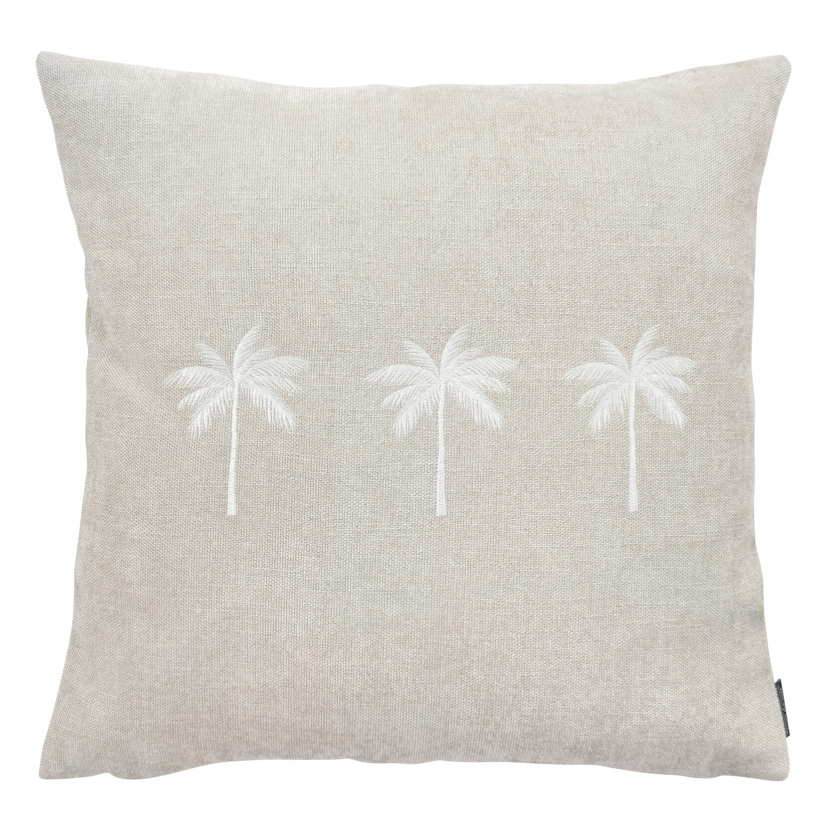 Summy Kissen taupe, drei Palmen weiss, 55x55cm