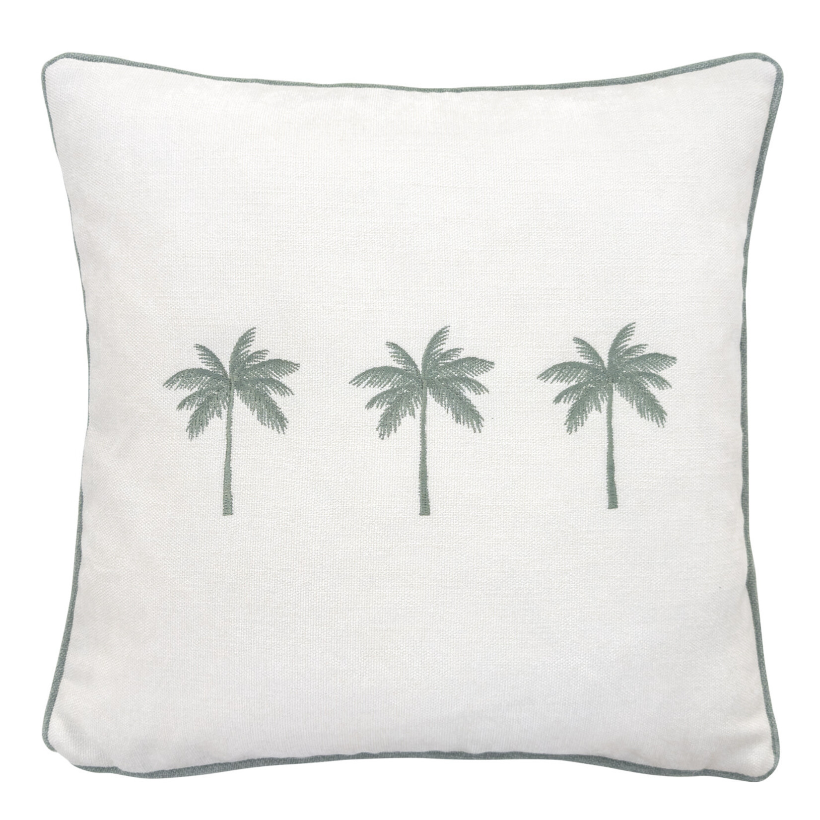 Summy Kissen creme, drei Palmen und Keder Türkis, 55x55cm