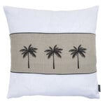 Summy Kissen Leine, 3er Palme quer schwarz, weiss-beige-weiss, 55x55cm