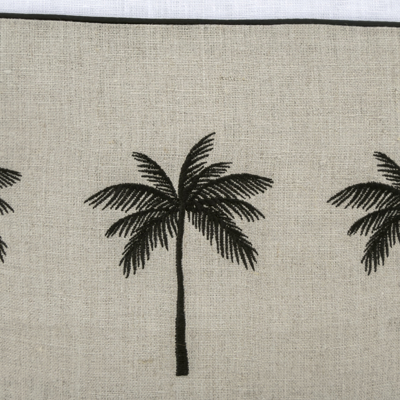 Summy Kissen Leine, 3er Palme quer schwarz, weiss-beige-weiss, 55x55cm